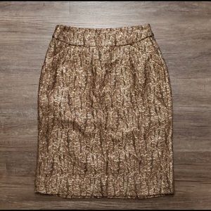 J. Crew Metallic Brown Pencil Skirt
